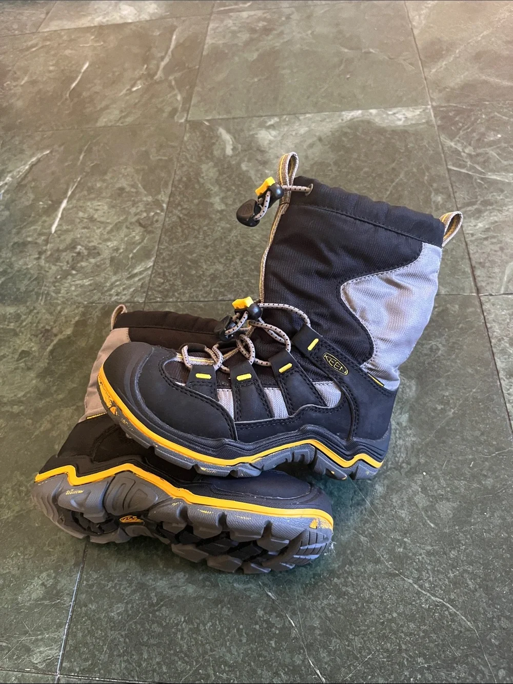 Keen Kids Black and Yellow Waterproof Winter Boots